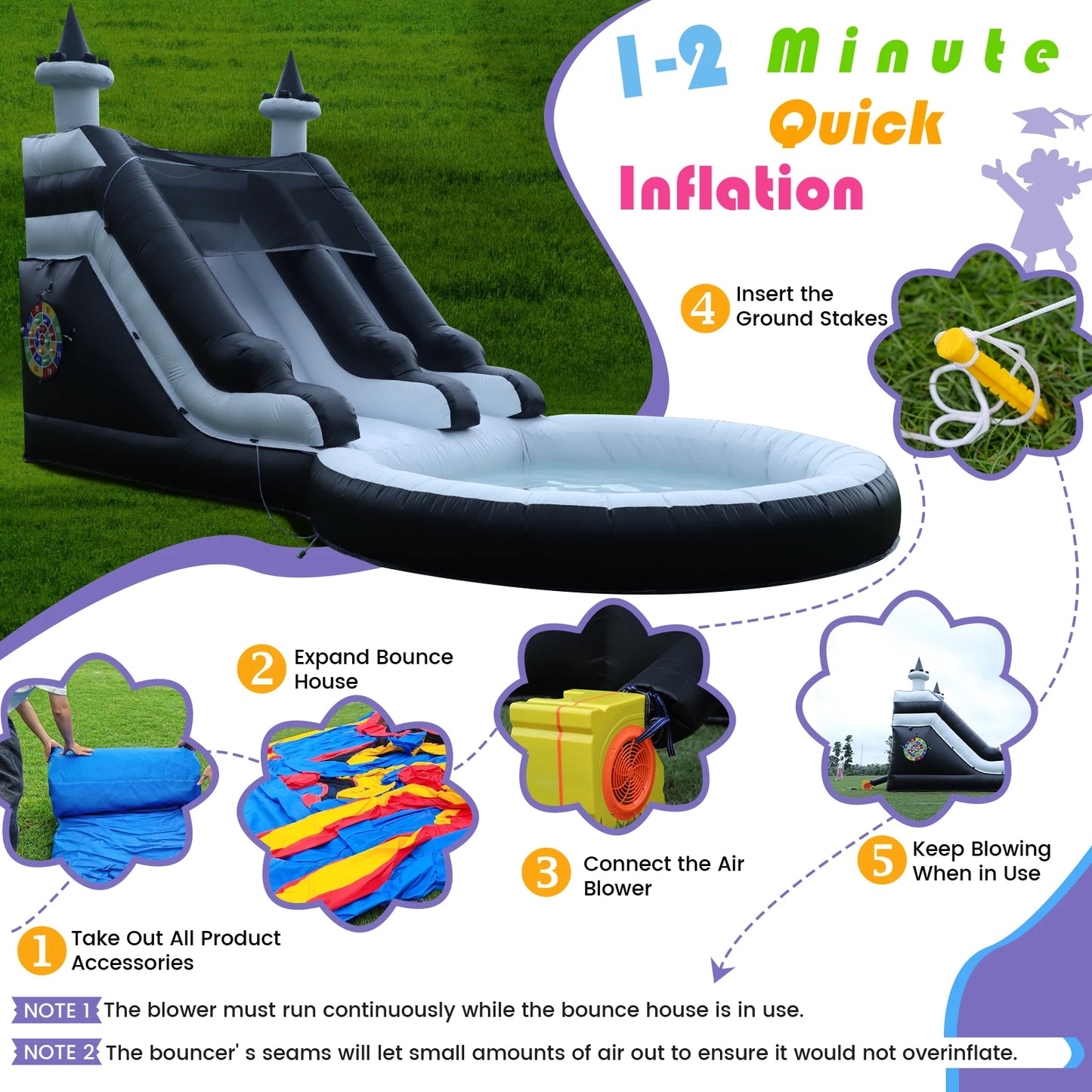 King Inflatable Water Slide With Big Pool For Kids