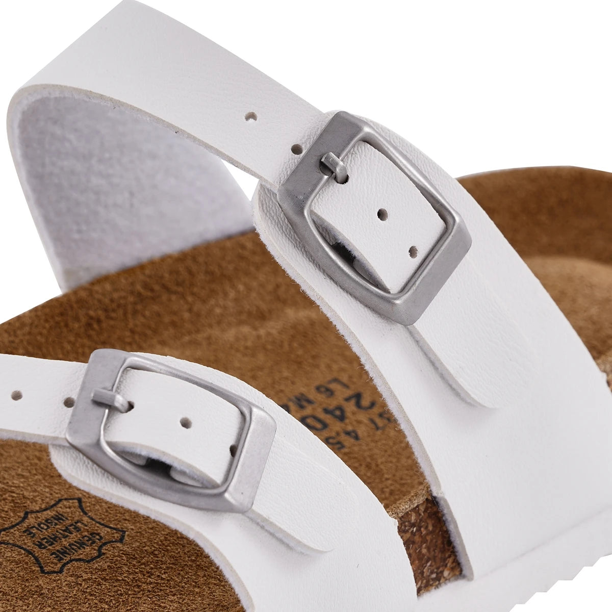 Natural Leather Outdoor Buckle Sandals Non Slip Flip Flops Women