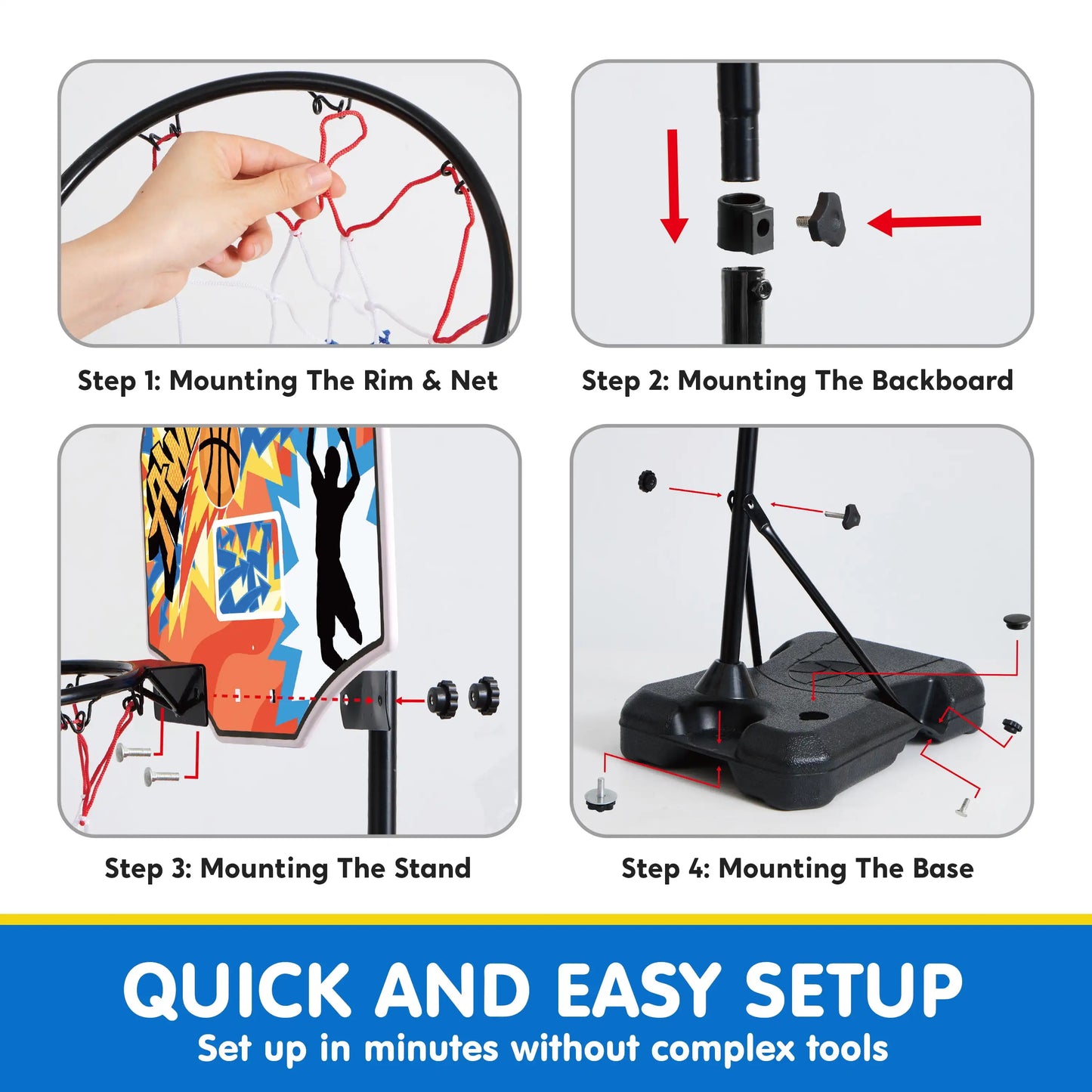 JOYFY 2.8-6.2 ft Adjustable Kids Basketball Hoop with 4 Balls Toddler Indoor Outdoor Basket Ball Game Set for Boys Girls