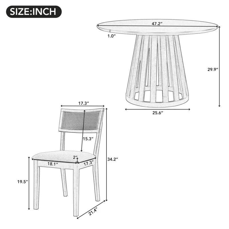 5 Piece Dining Set Round Table And Four Side Chairs
