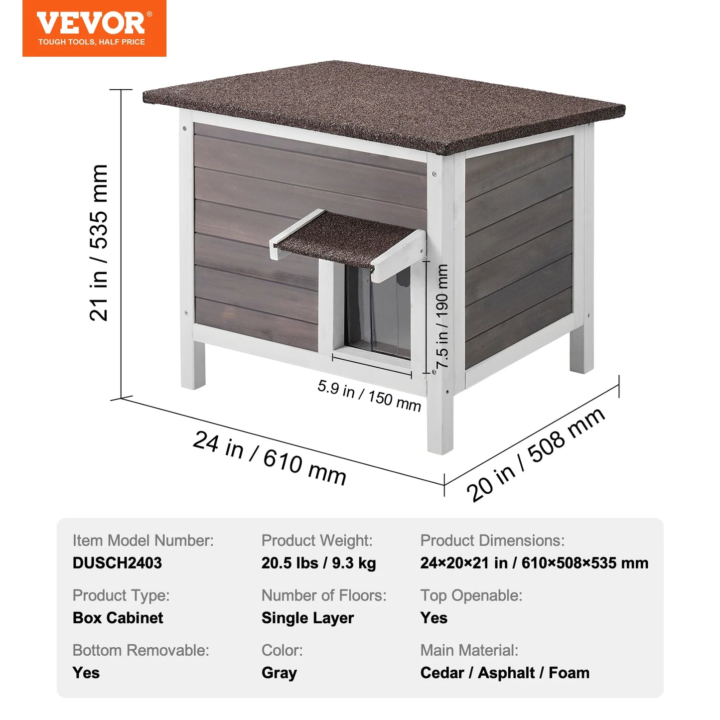 SucceBuy Outdoor Wooden Cat House Weatherproof Shelter for Cats
