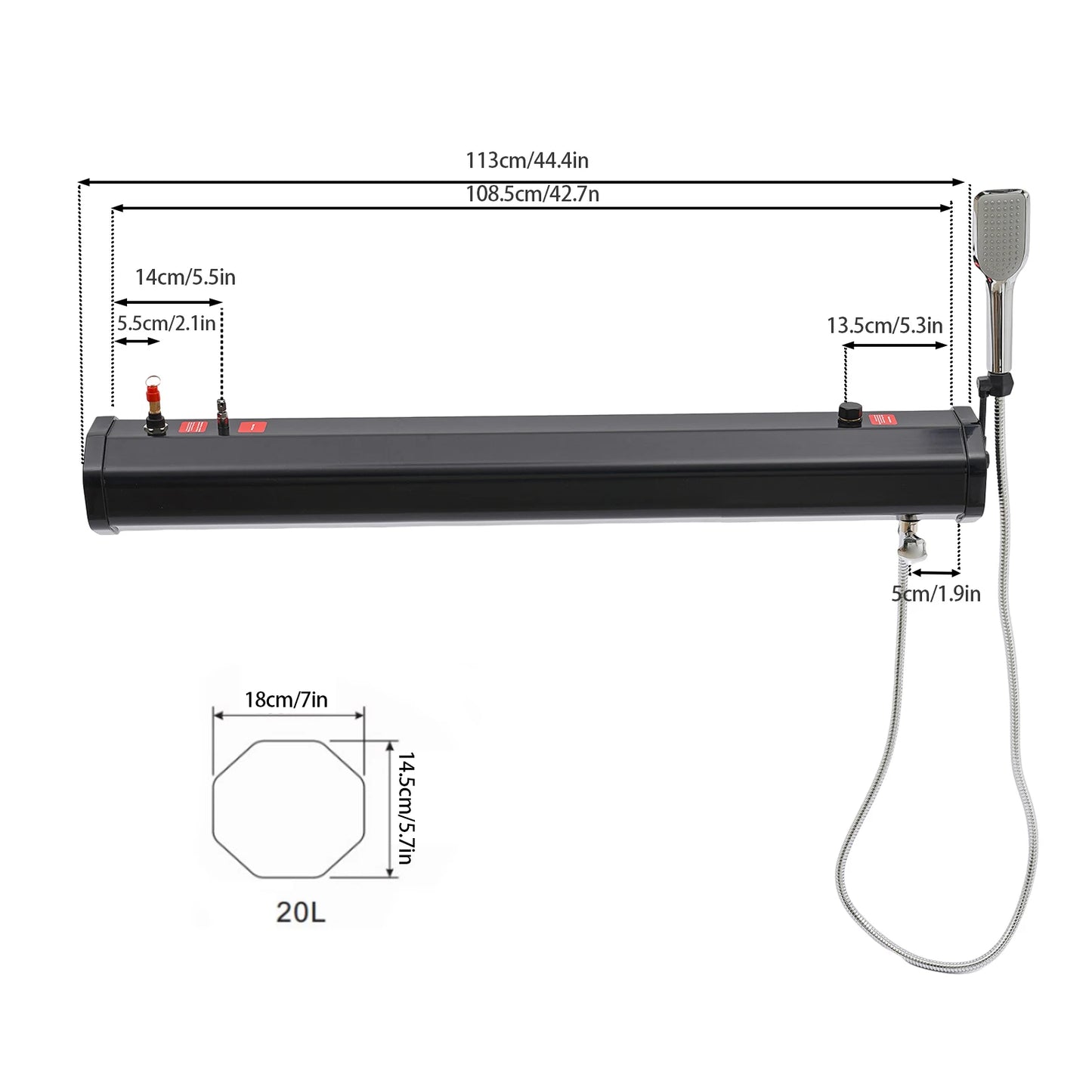 Portable Camping Shower Water Tank Roof Rack Mount