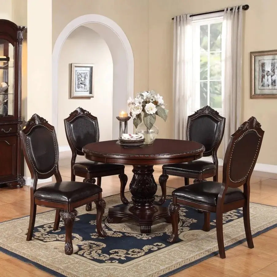 5 Piece Dining Set Round Table And Four Side Chairs