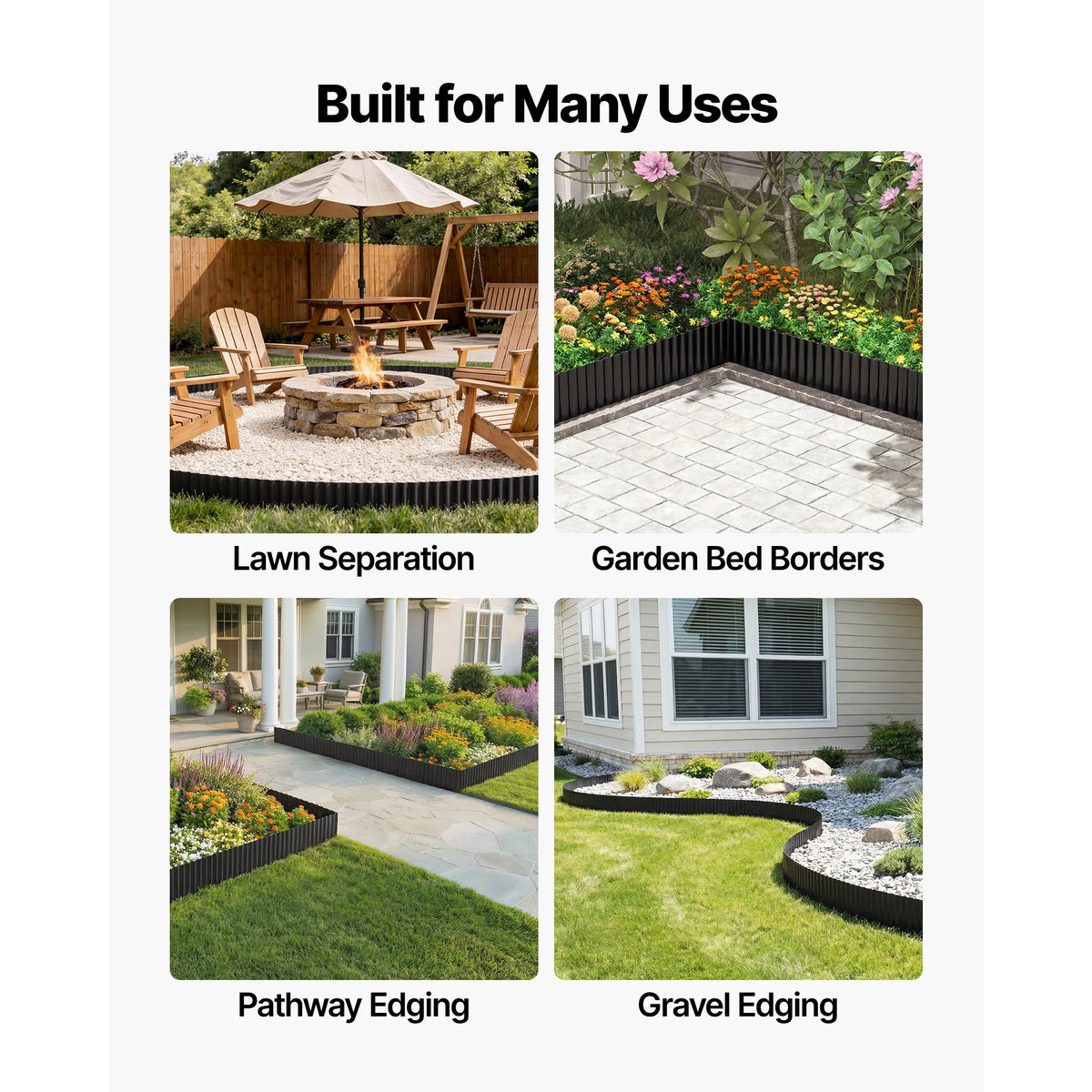 SucceBuy Galvanized Steel Landscape Edging for Gardens and Flower Beds