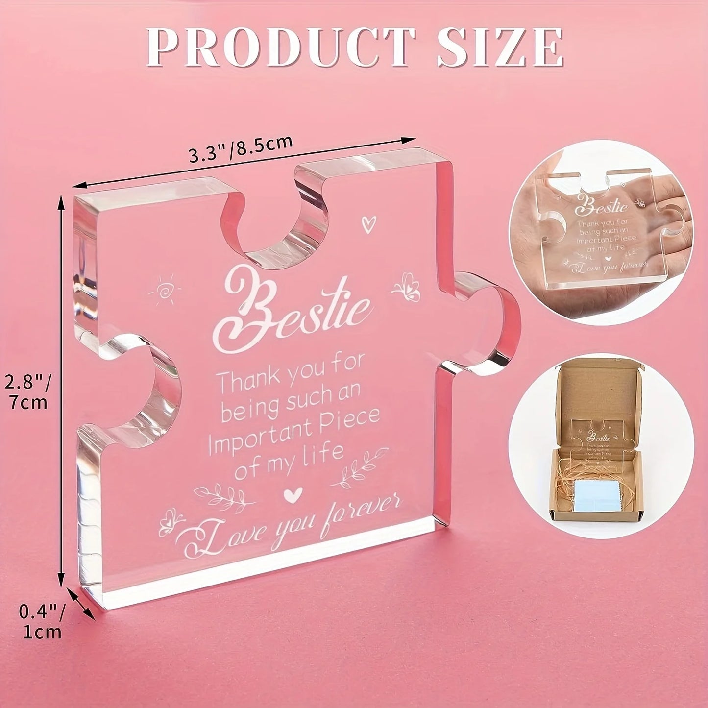 1pc, Special Friend Gifts, to My Bestie Engraved Acrylic Block Puzzle, Best Friend Birthday Gifts for Women, Christmas Wedding