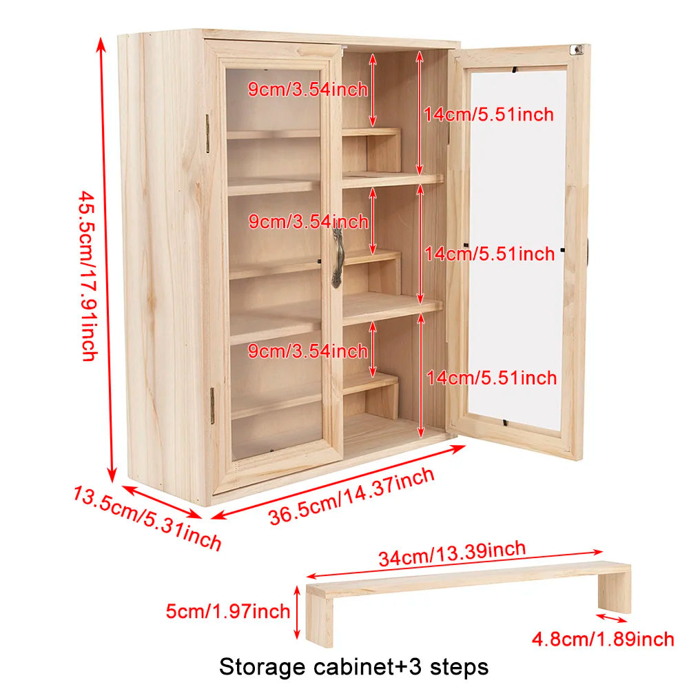 Solid Wood Blind Box Display Stand 6 Layer Cabinet With Acrylic Door