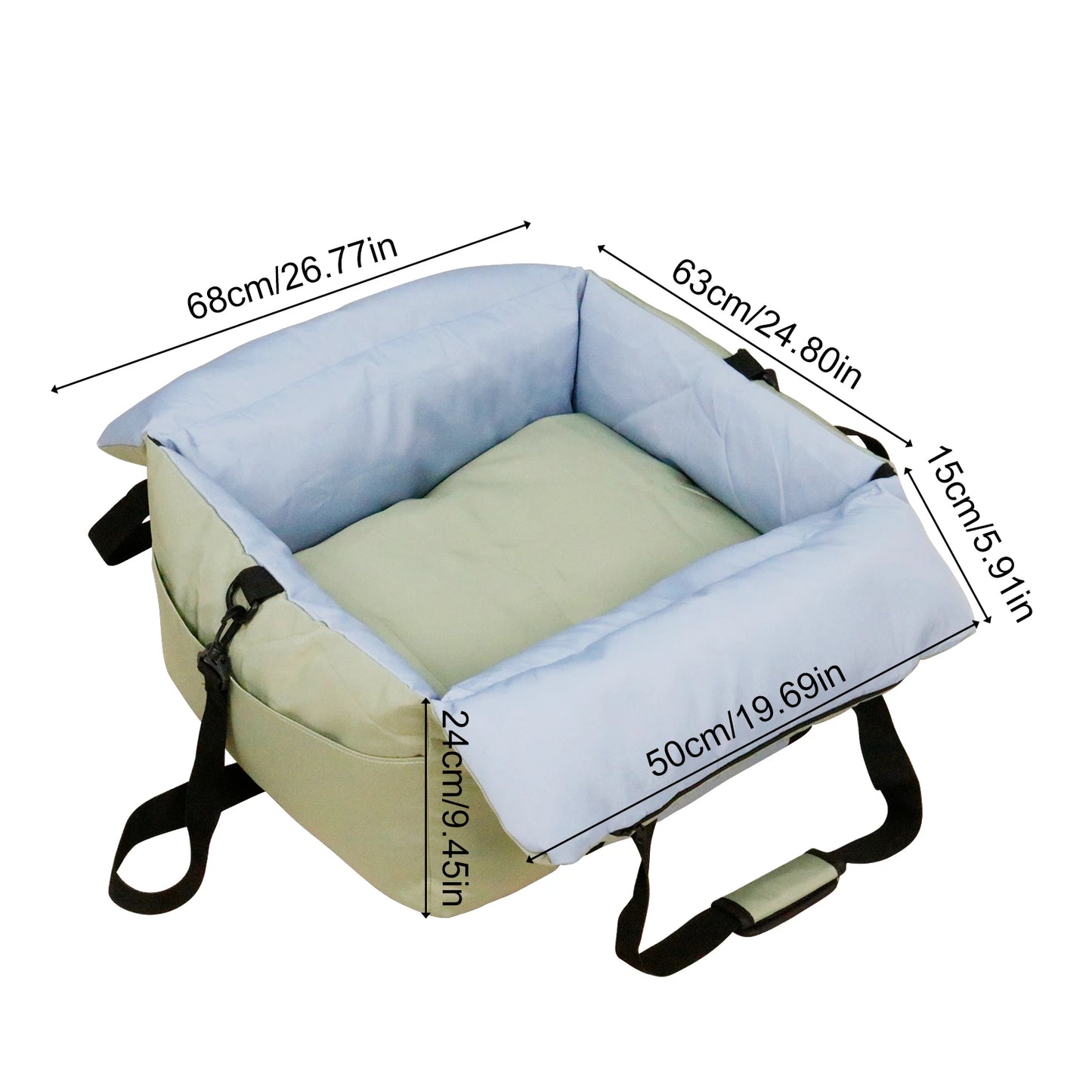 Borwart Portable Dog Car Seat With Safety Belt And Storage