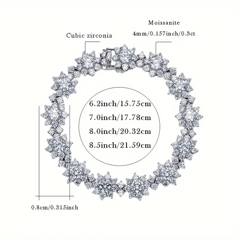 Moissanite S925 Sterling Silver Bracelet For Women Gift