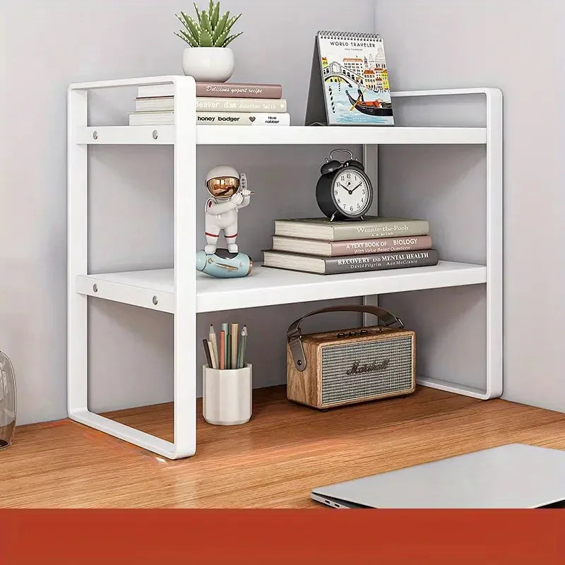 LUSQI 2 Tier Desk Shelf Storage Rack