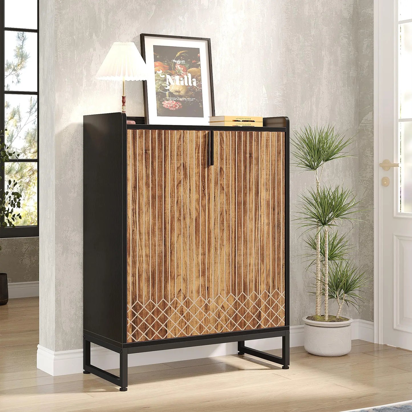 Tribesigns 5 Tier Shoe Cabinet With Doors