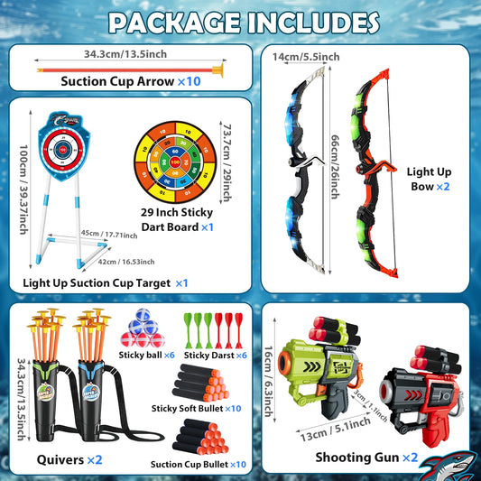 VATOS Night Light Bow And Arrow Toy For Kids Archery