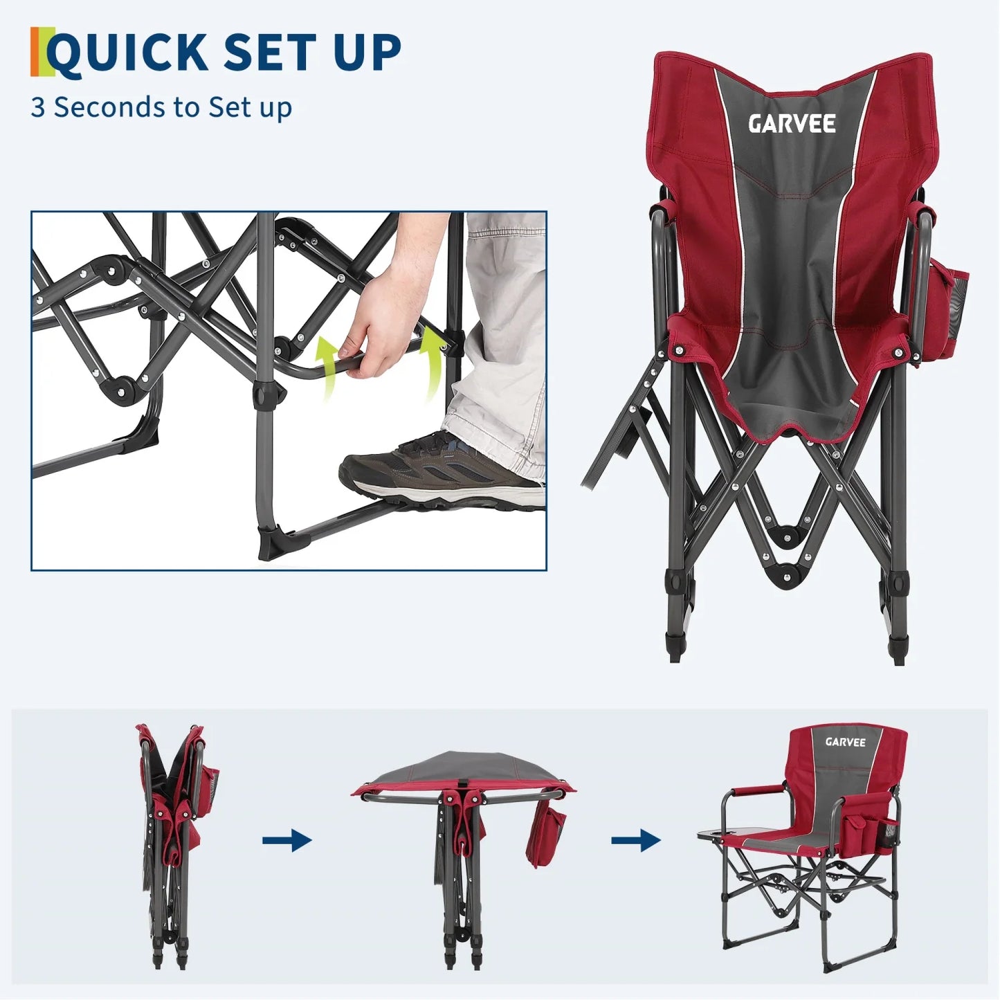 HiMISS Heavy Duty Folding Directors Chair With Table