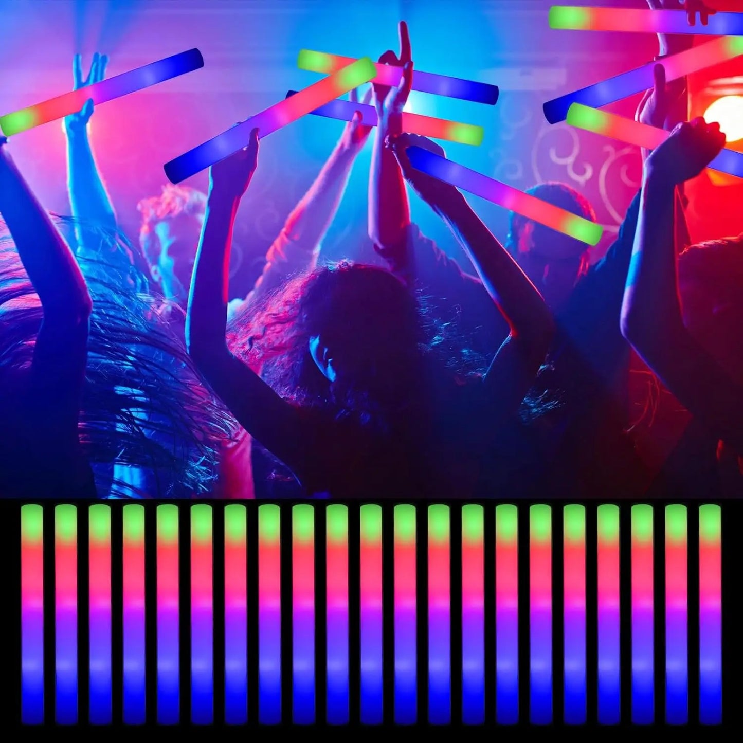 110pcs LED Foam Glow Sticks Glow Party Supply with 3 Modes Falshing Stick for Wedding for Birthday Concert Halloween Christmas