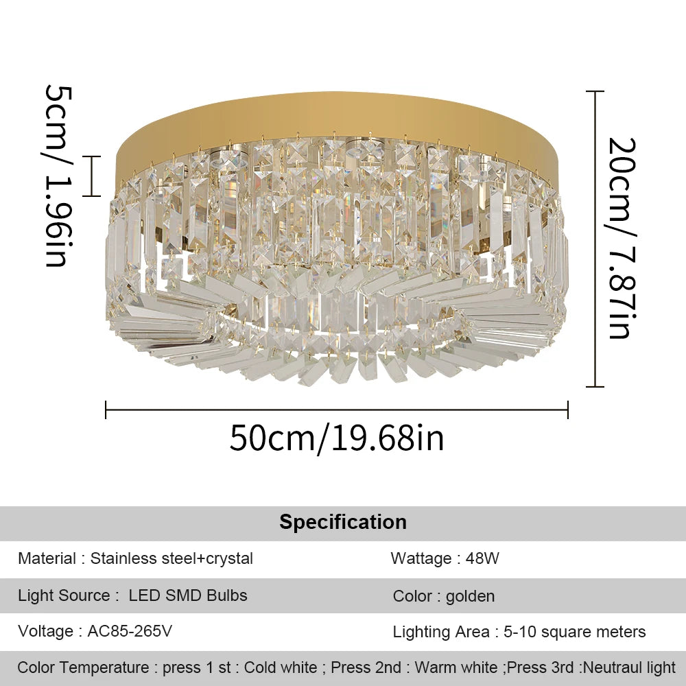 VETRULUS Crystal Ceiling Light Lux Modern Chandelier For Living Room