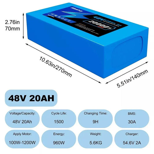 Aleaviy 36V 20Ah Electric Bike Lithium Battery Pack 20000mAh Li ion Ebike Battery for Bicycle Scooter Motorcycle with Charger