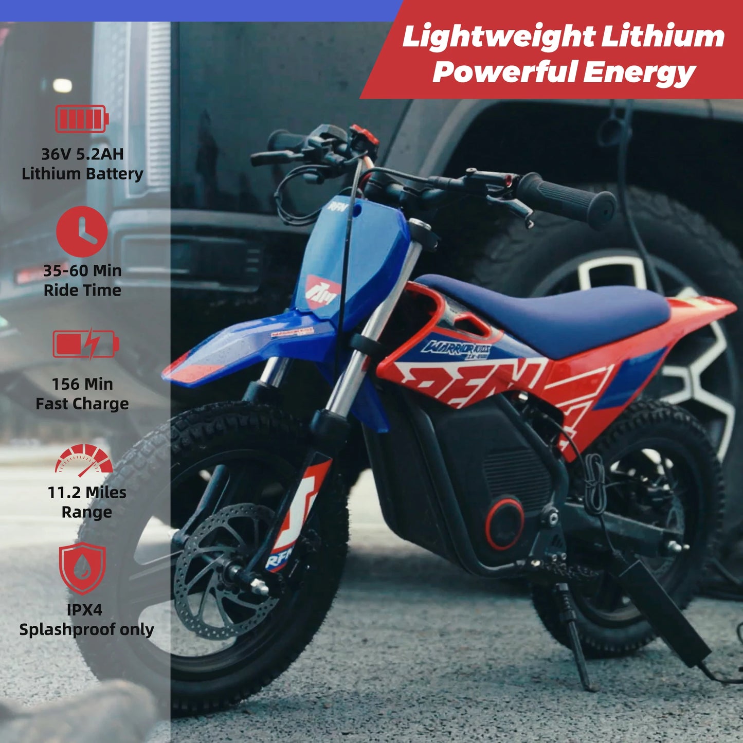 RFN Warrior Kids Electric Dirt Bike Off Road Motorcycle For Outdoor Riding