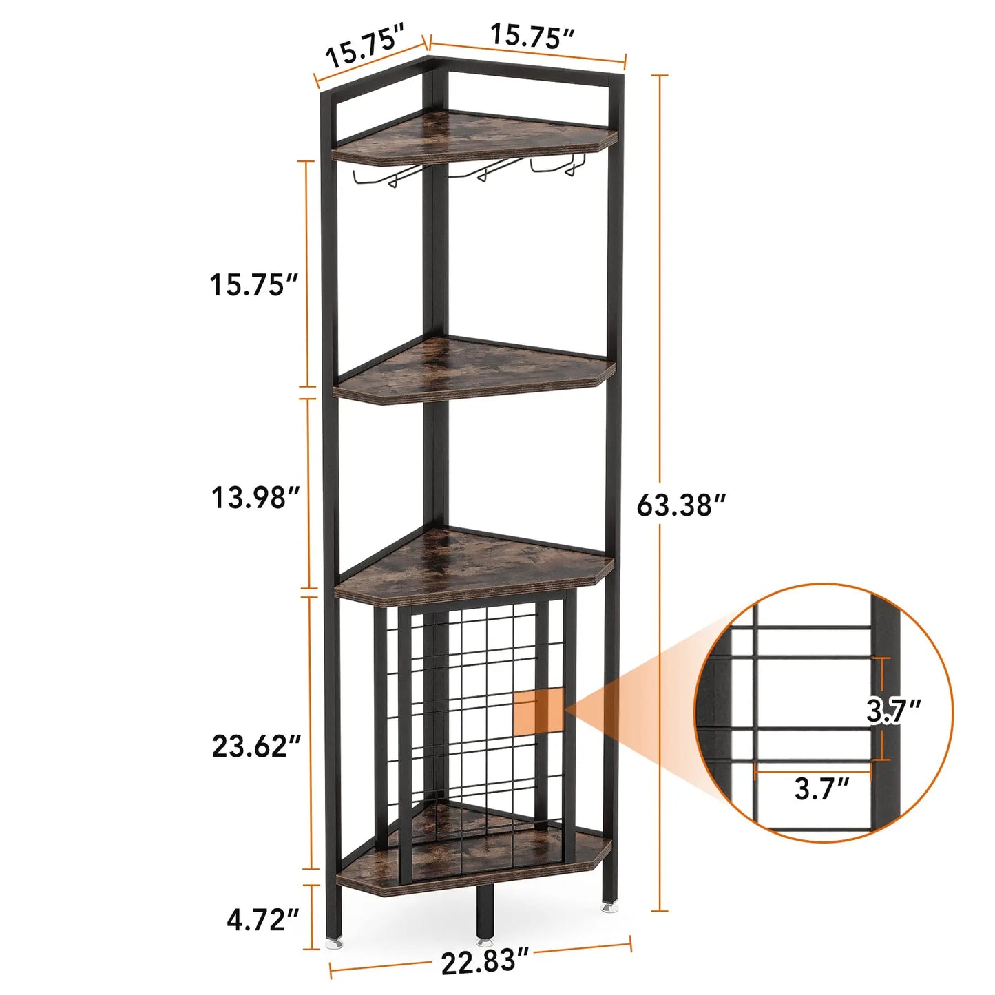 Tribesigns Wine Rack Cabinet Quad Tier Corner Shelf Glass Holder