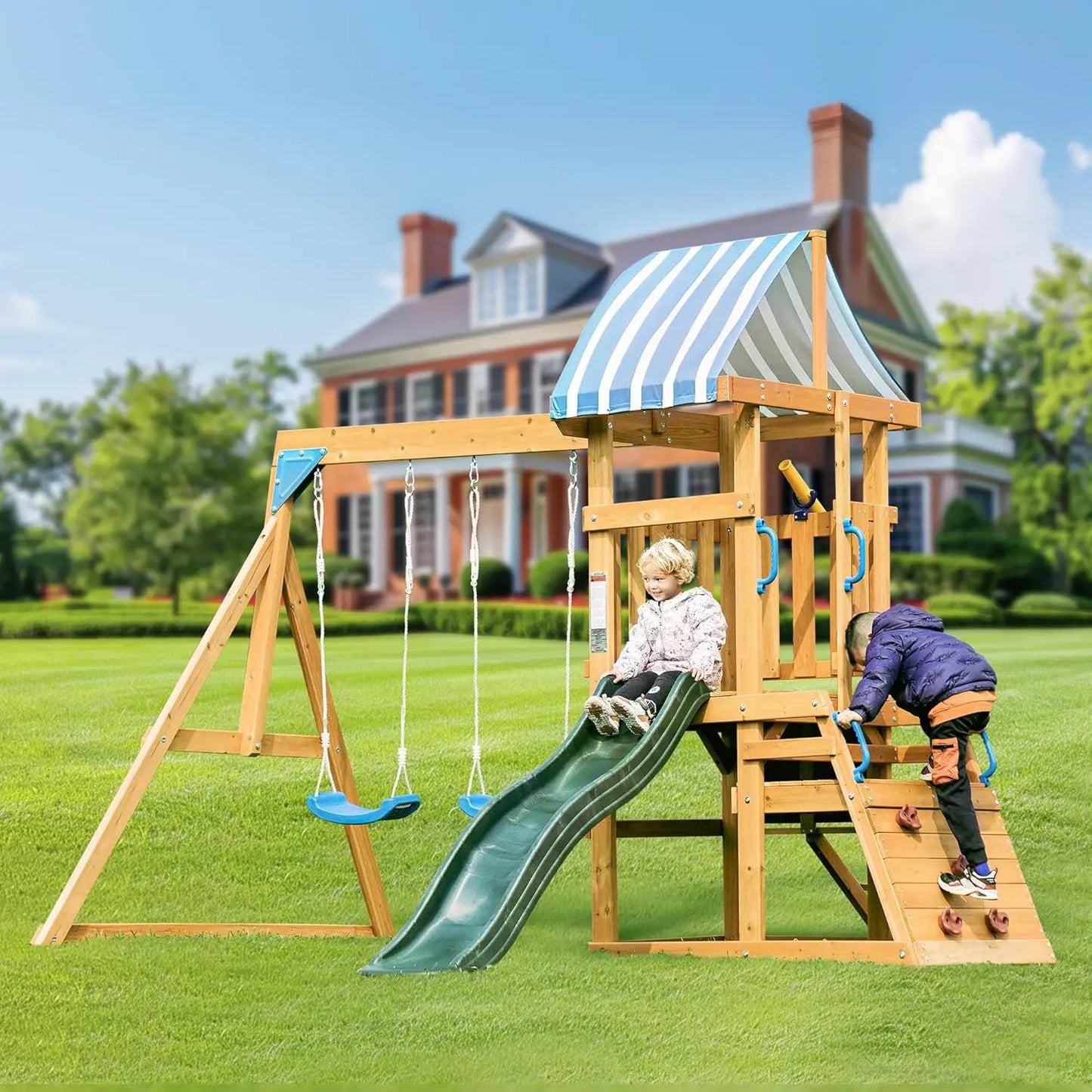 Rolife Robotime Robud Wooden Swing Set With Dual Swings