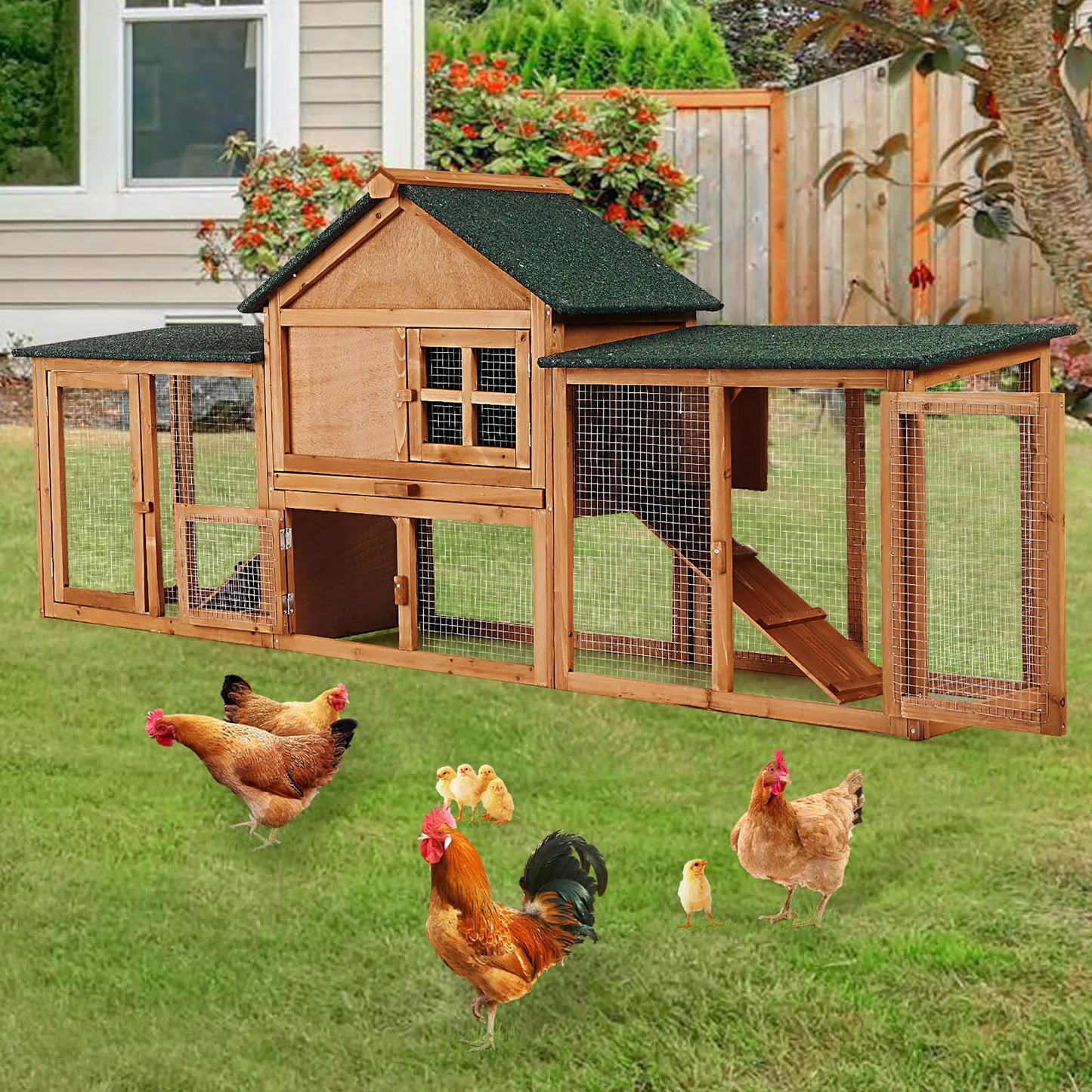 DishyKooker Two Story Wooden Rabbit Hutch With Double Runs