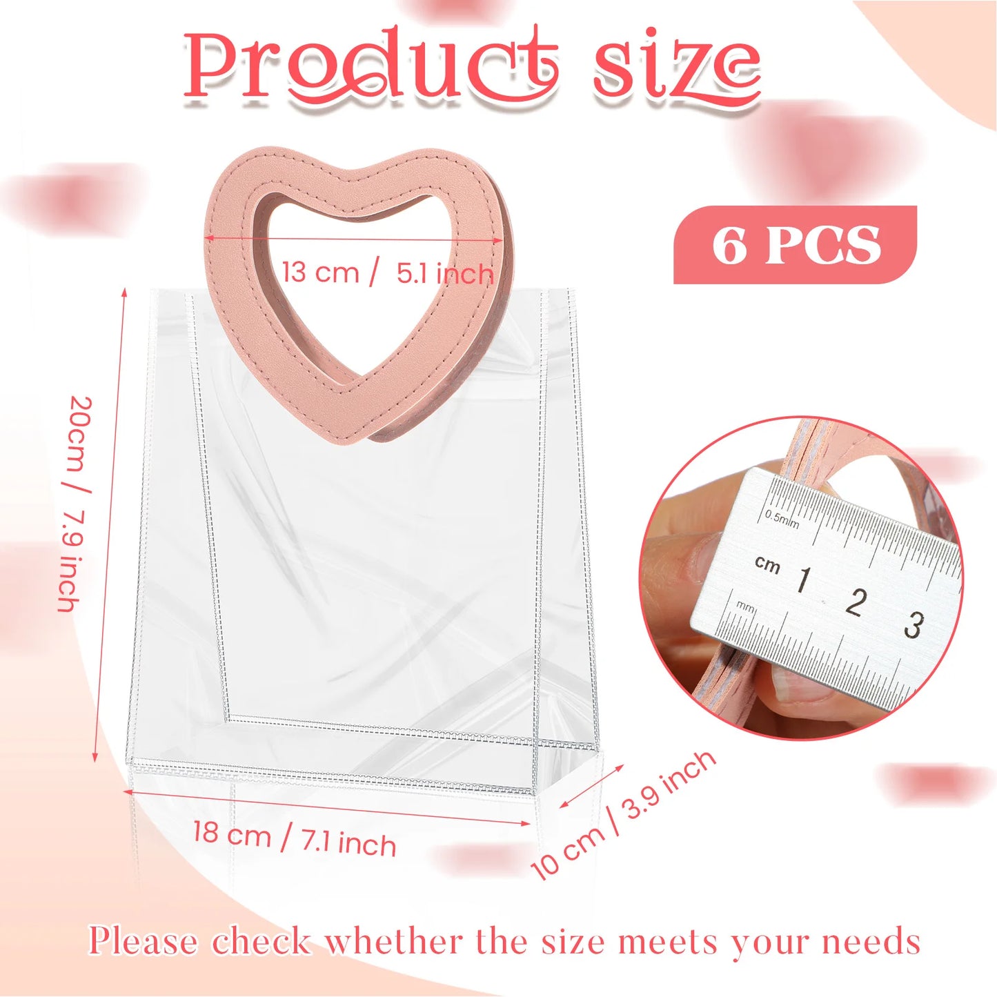 Portable  Pvc Tote Bag  Practical  Wedding  Tote Bag  Heart Ornament  Versatile  Candy Gift Bag  For Wedding Favor
