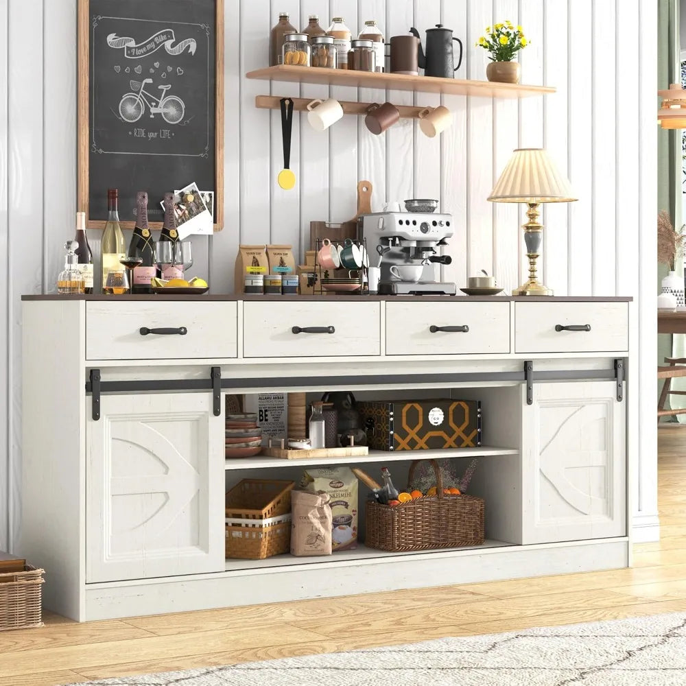 Guangbai Modern Farmhouse Sideboard Buffet With Storage Sliding Doors