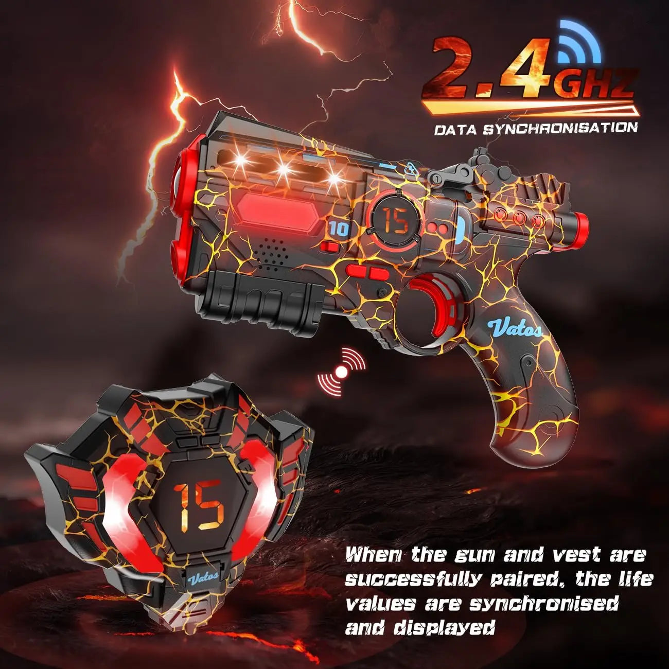 VATOS Infrared Rechargeable Laser Tag Battle Gun Set For Kids