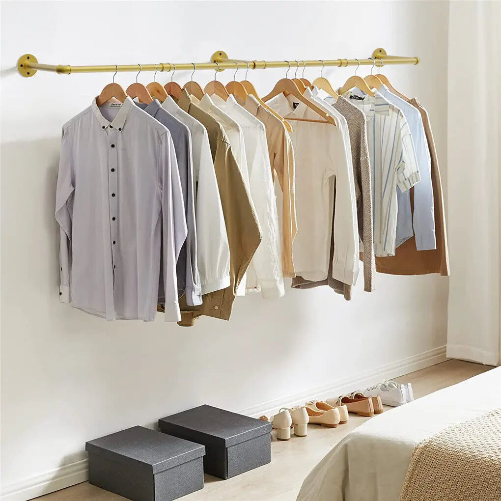 Industrial Pipe Wall Mounted Clothing Rack Garment Rod Storage