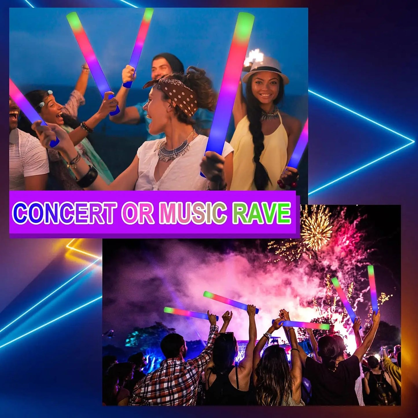 110pcs LED Foam Glow Sticks Glow Party Supply with 3 Modes Falshing Stick for Wedding for Birthday Concert Halloween Christmas