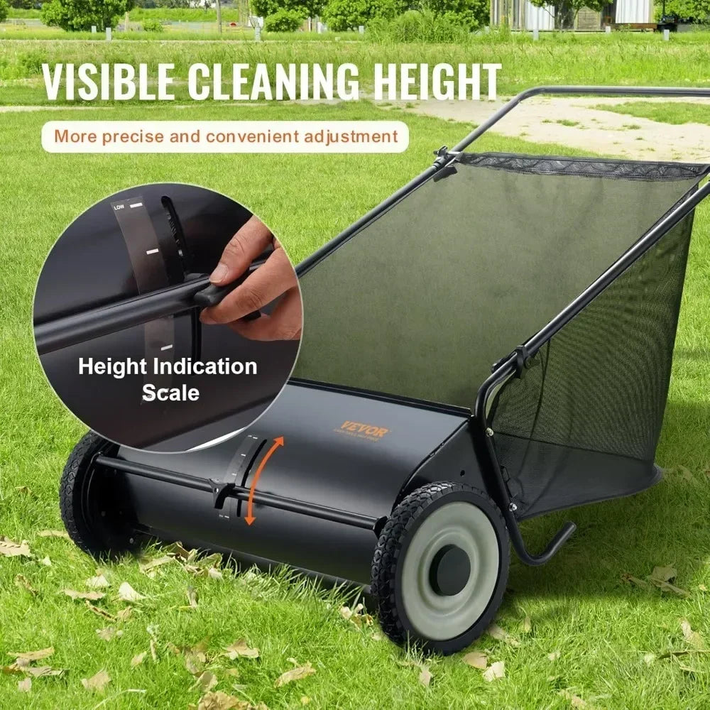 Wide Lawn Sweeper for Leaf and Grass Collection Durable Steel