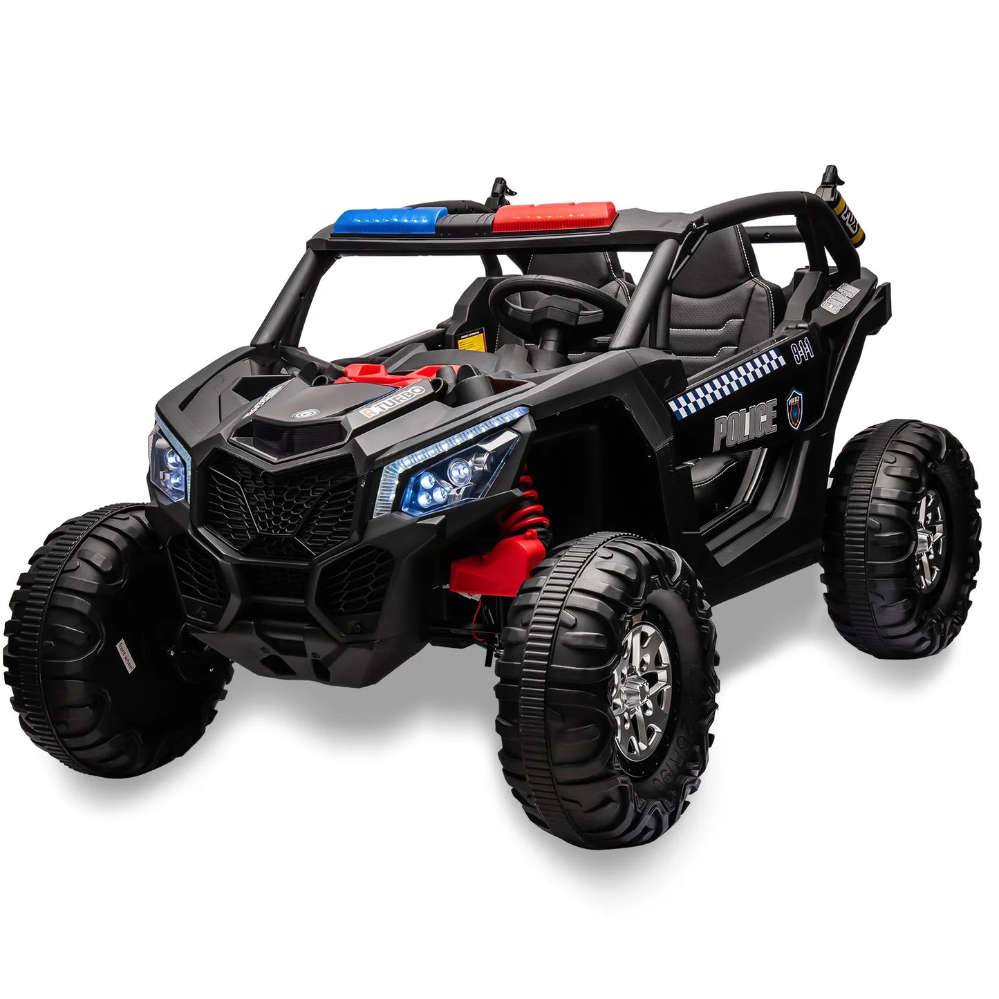 24V 2-Seater UTV 4WD Ride On Toys with Remote Control Powerful Electric Vehicle 4 Shock Absorbers, Leather Seats Music and Light