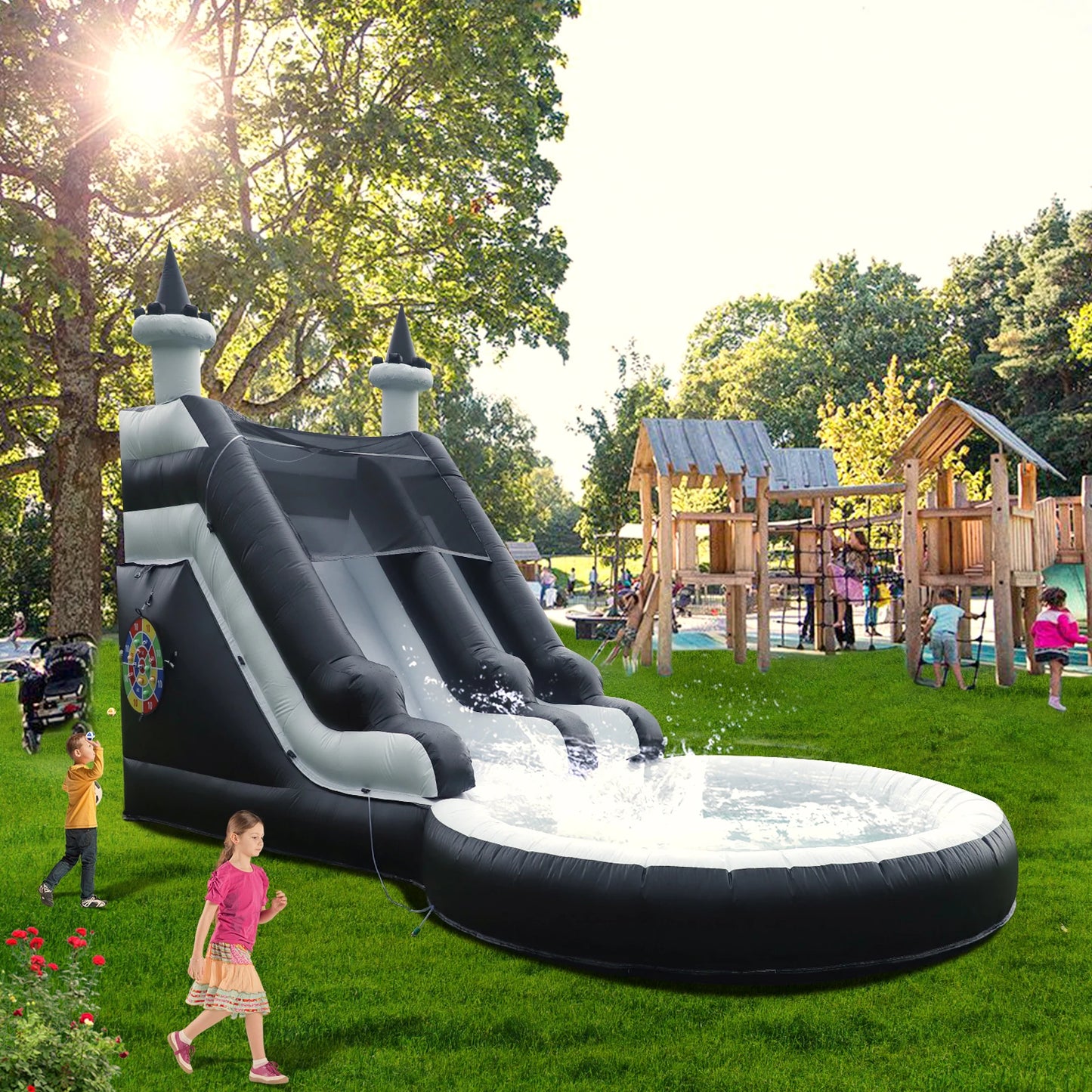 King Inflatable Water Slide With Big Pool For Kids