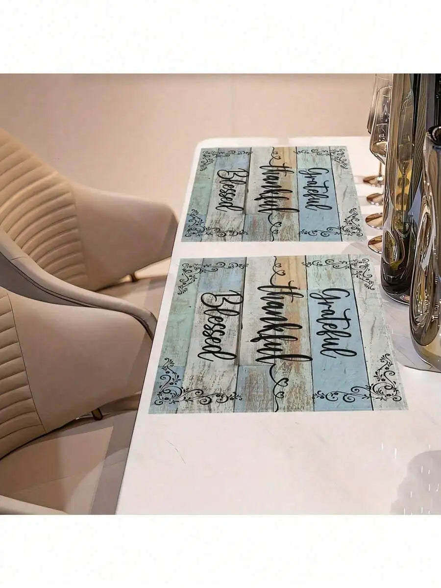 4-Pack, Home Kitchen Placemats, Thanksgiving Pattern Placemats, Kitchen Dining Table Room Stylish Home Decor, Suitable For Famil