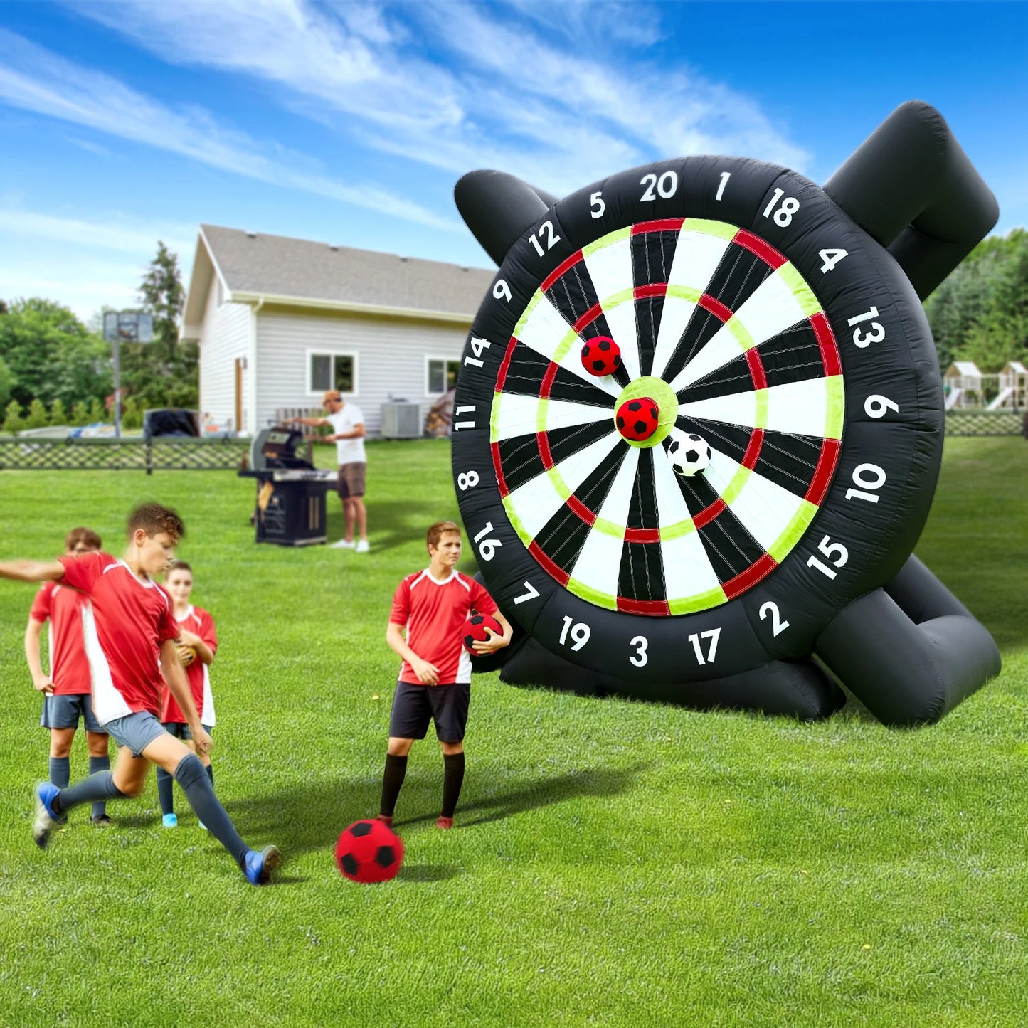 10FT Giant Outdoor Inflatable Soccer Golf Darts Board + 8 Soccer Balls & Blower Football Playground  commercial