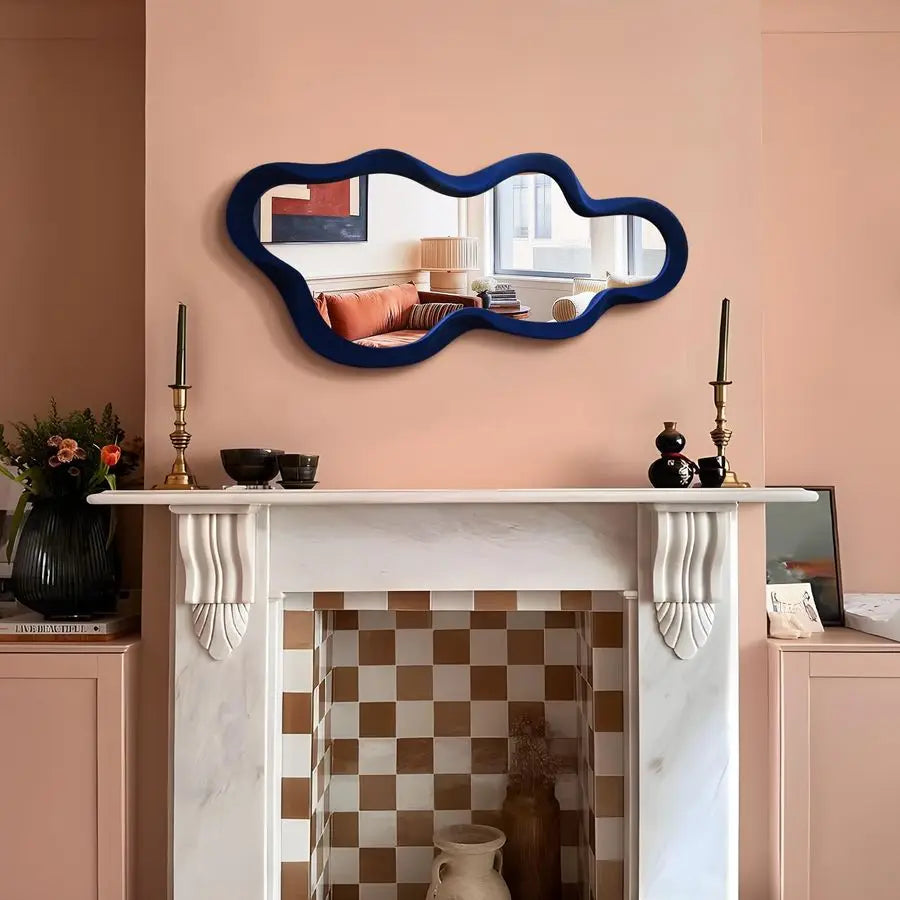 Cloud Wall Mirror With Soft Flocking Finish Bedroom Decor