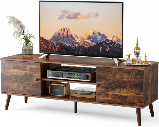 Wooden TV Stand 50 To 60 Inch TV With StorageCompartments