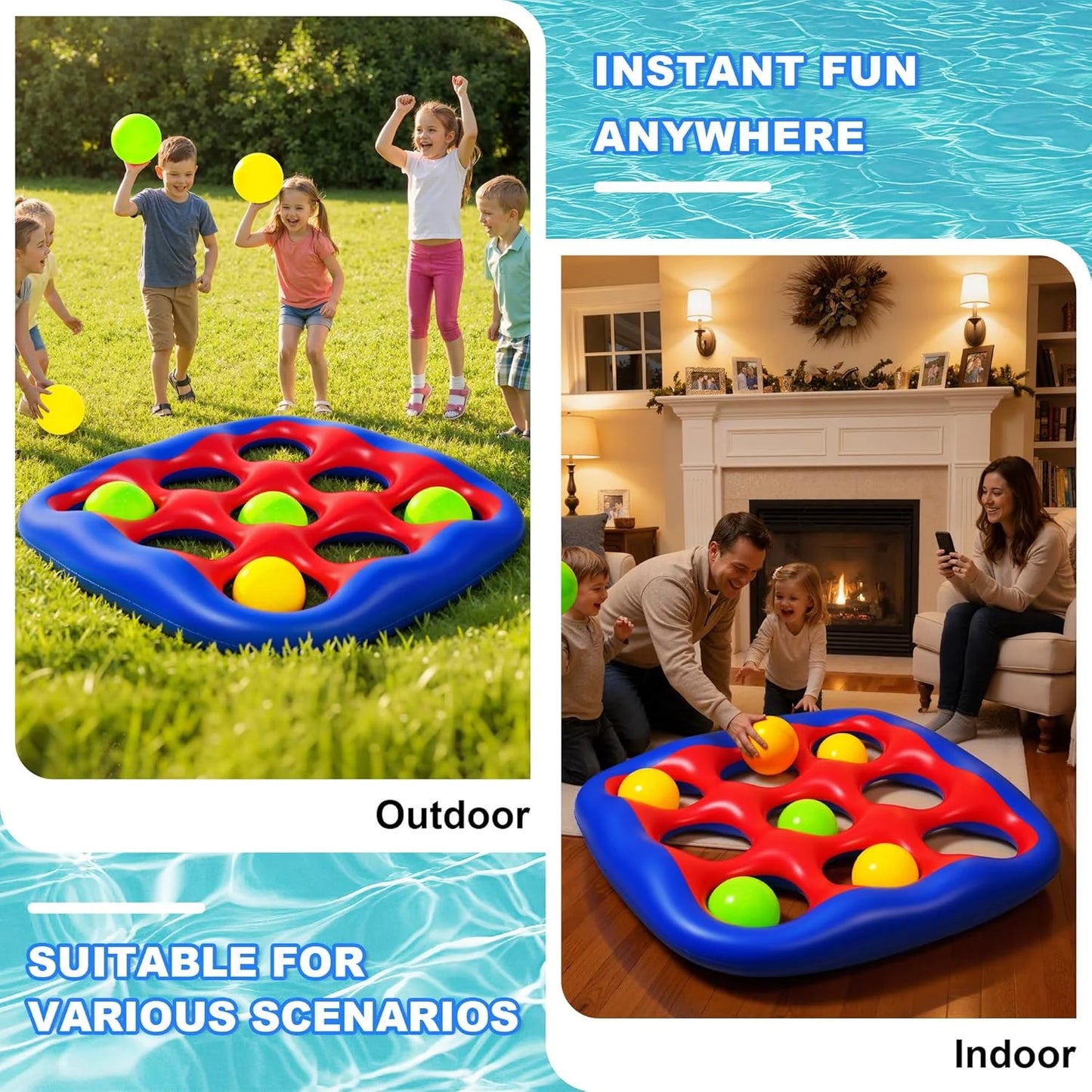 Tic Tac Toe Inflatable Pool Game Set for 2-10 Players