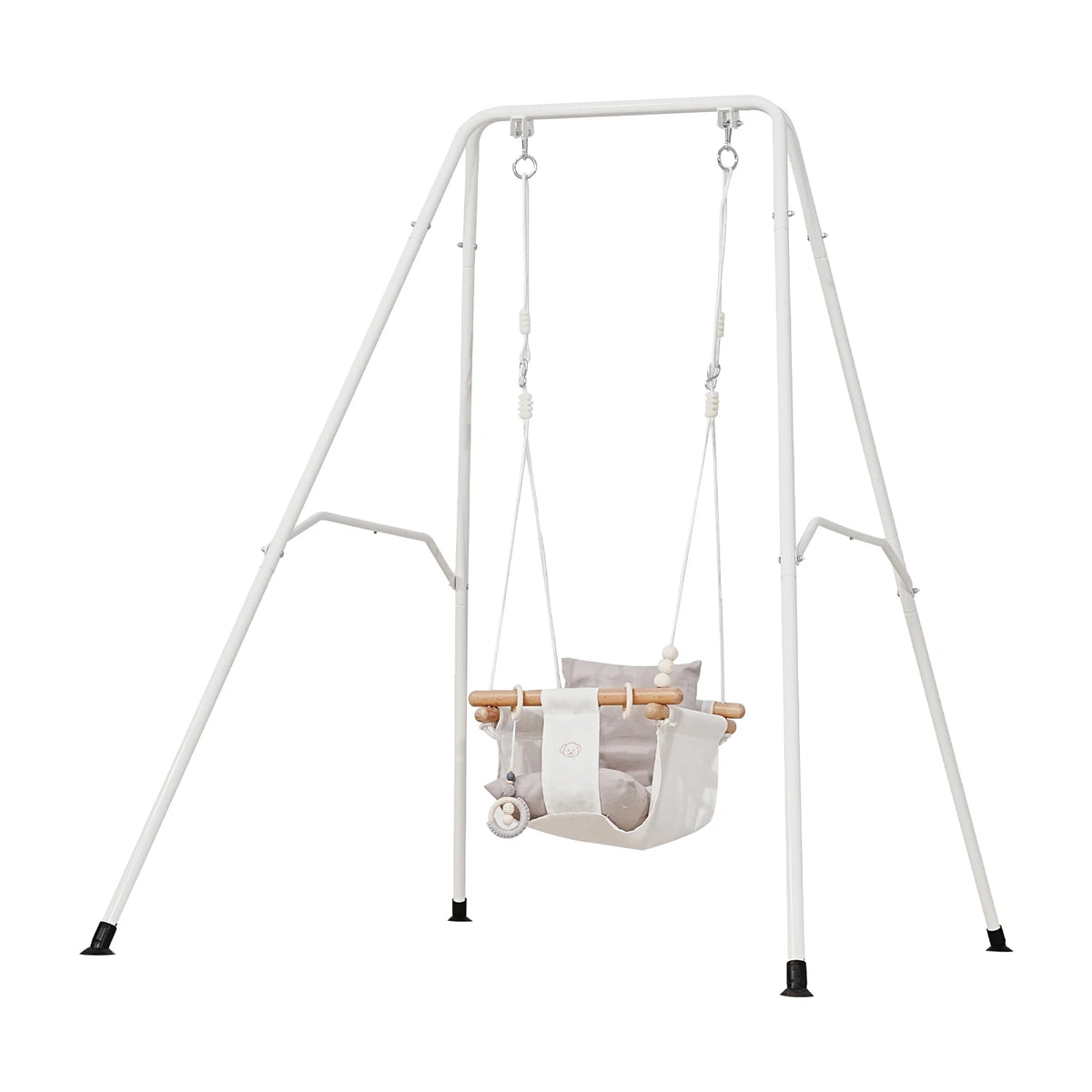 SucceBuy 2-In-1 Toddler Swing&Jumper Soft Foldable A-Frame Metal Stand Heavy Duty Thick Ropes Easy Install Store Indoor/Outdoor