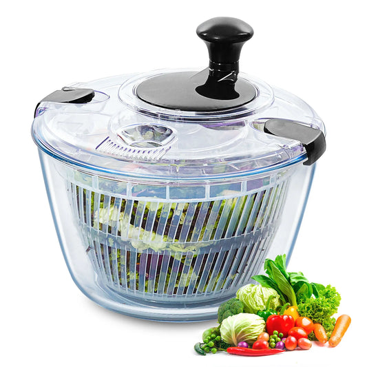 VEVOR Glass Salad Spinner One-Handed Easy Press Kitchen