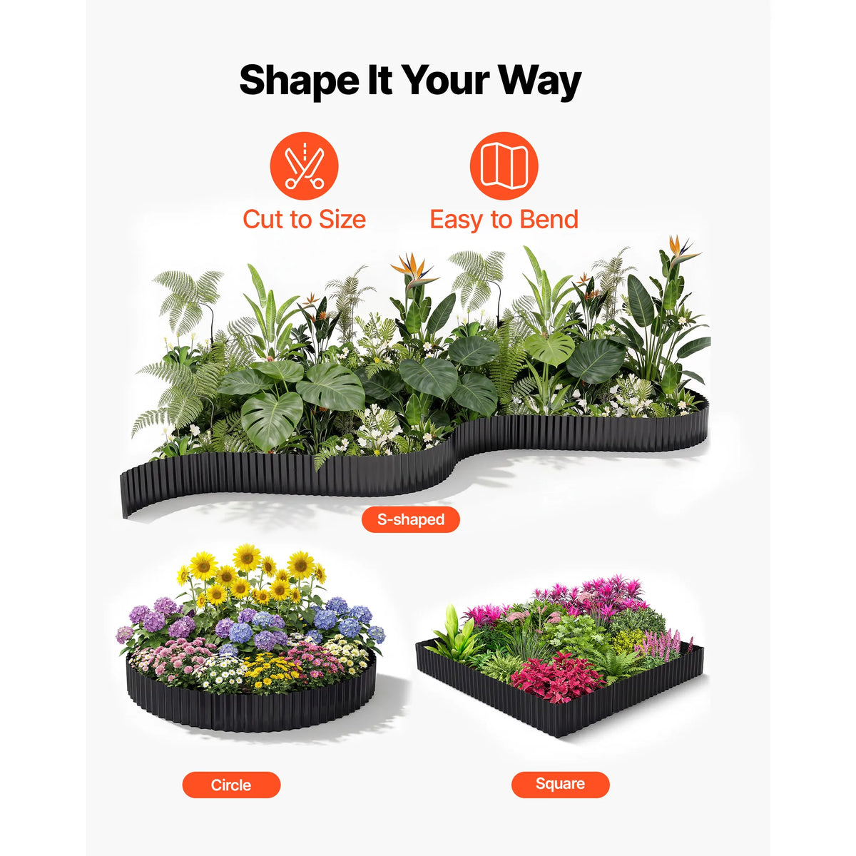 SucceBuy Galvanized Steel Landscape Edging for Gardens and Flower Beds