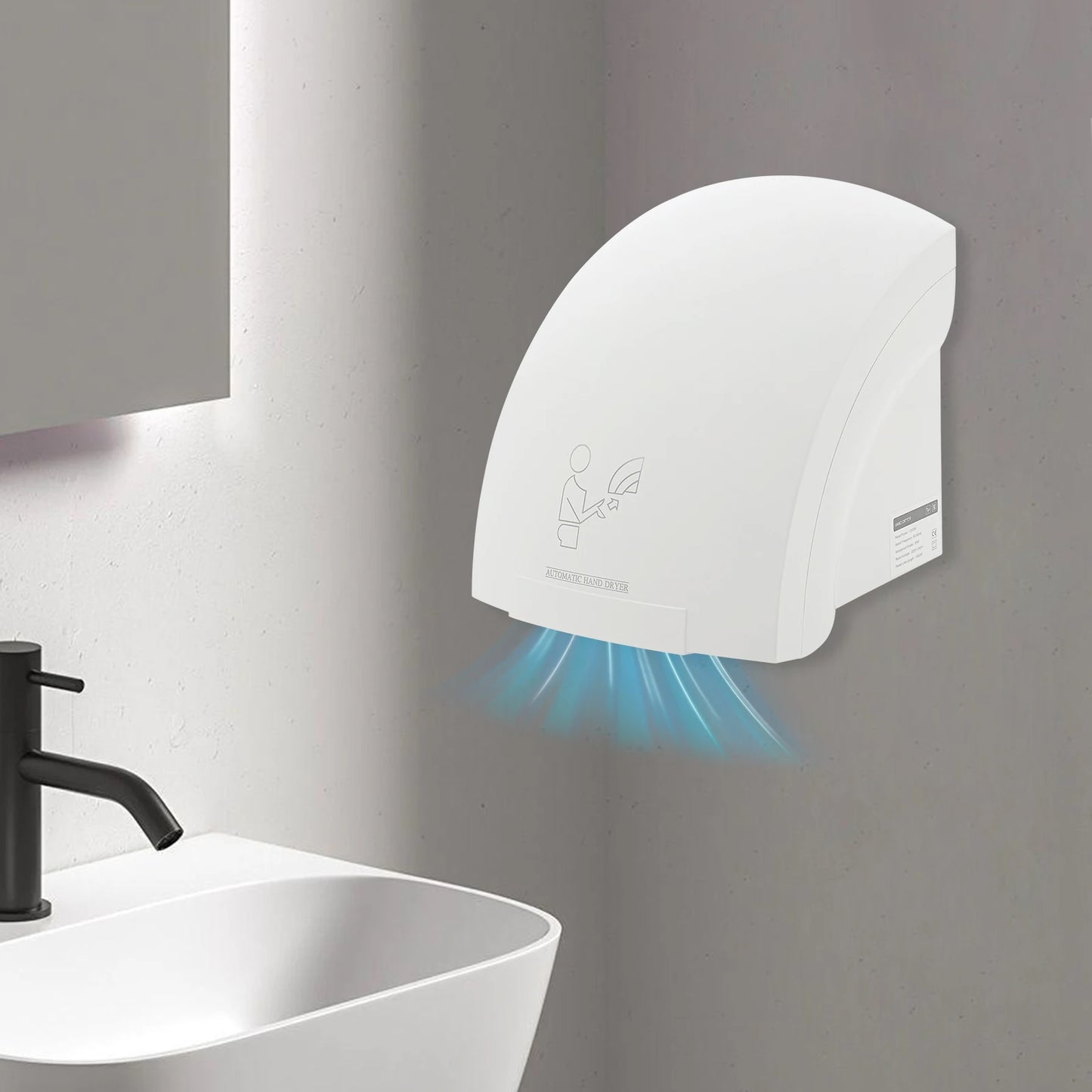 Bymaocar Infrared Sensor Hand Dryer 1200W Dual Temp