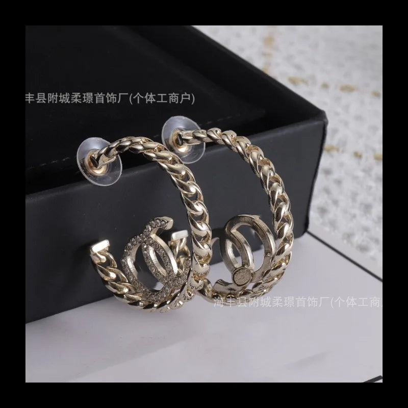 New Stud Earrings Women's High Version Classic Double Letter Party Versatile