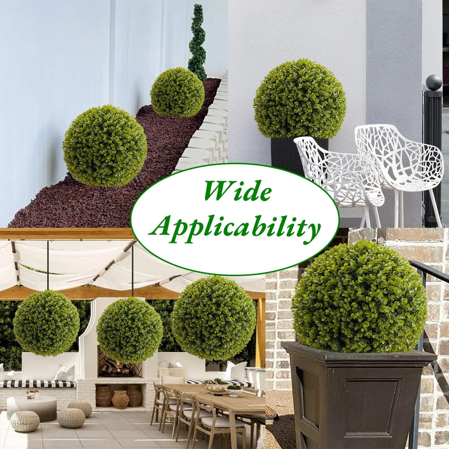 StudysetCN Topiary Balls Outdoor Garden Decor Artificial Set Of 2