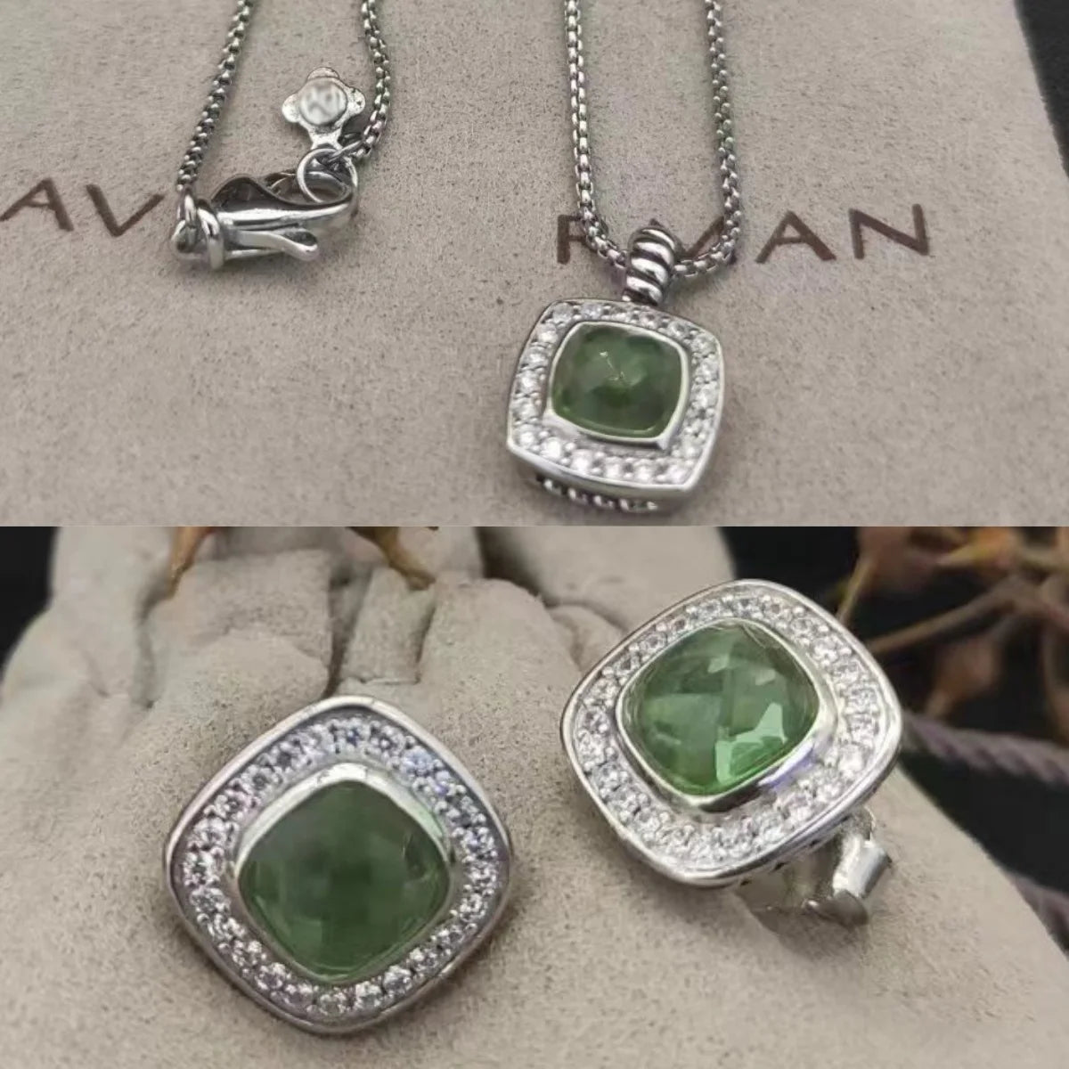 Sterling Silver Zircon Necklace And Earrings Set For Unisex
