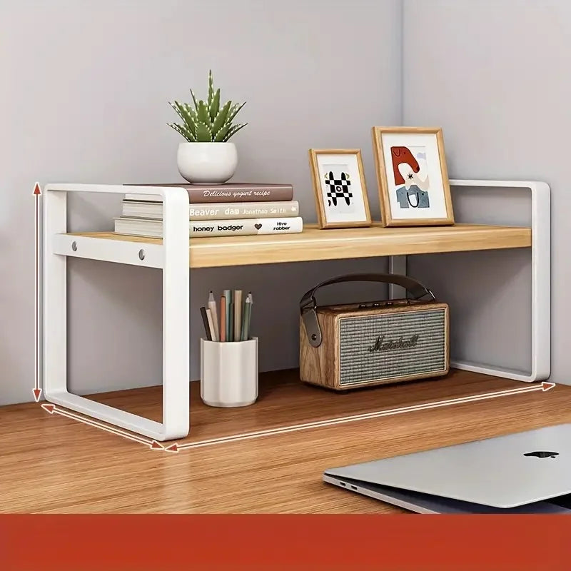 LUSQI 2 Tier Desk Shelf Storage Rack