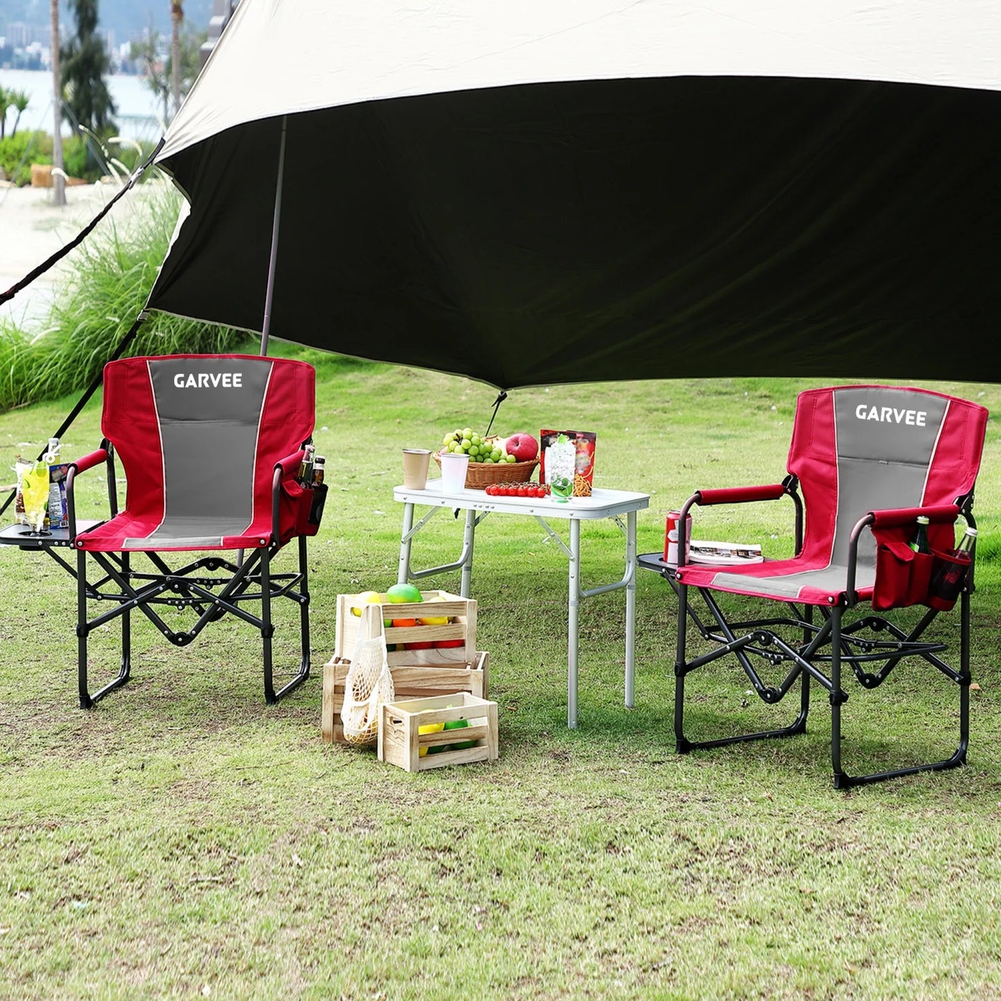 HiMISS Heavy Duty Folding Directors Chair With Table