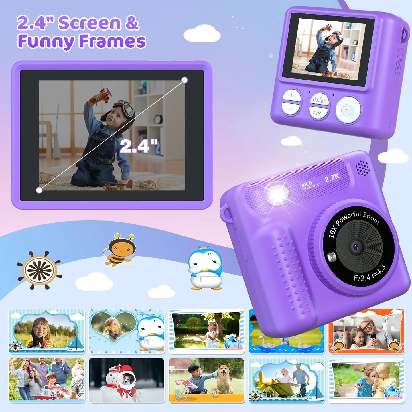 Kids Instant Print Camera Portable With Frame Paper