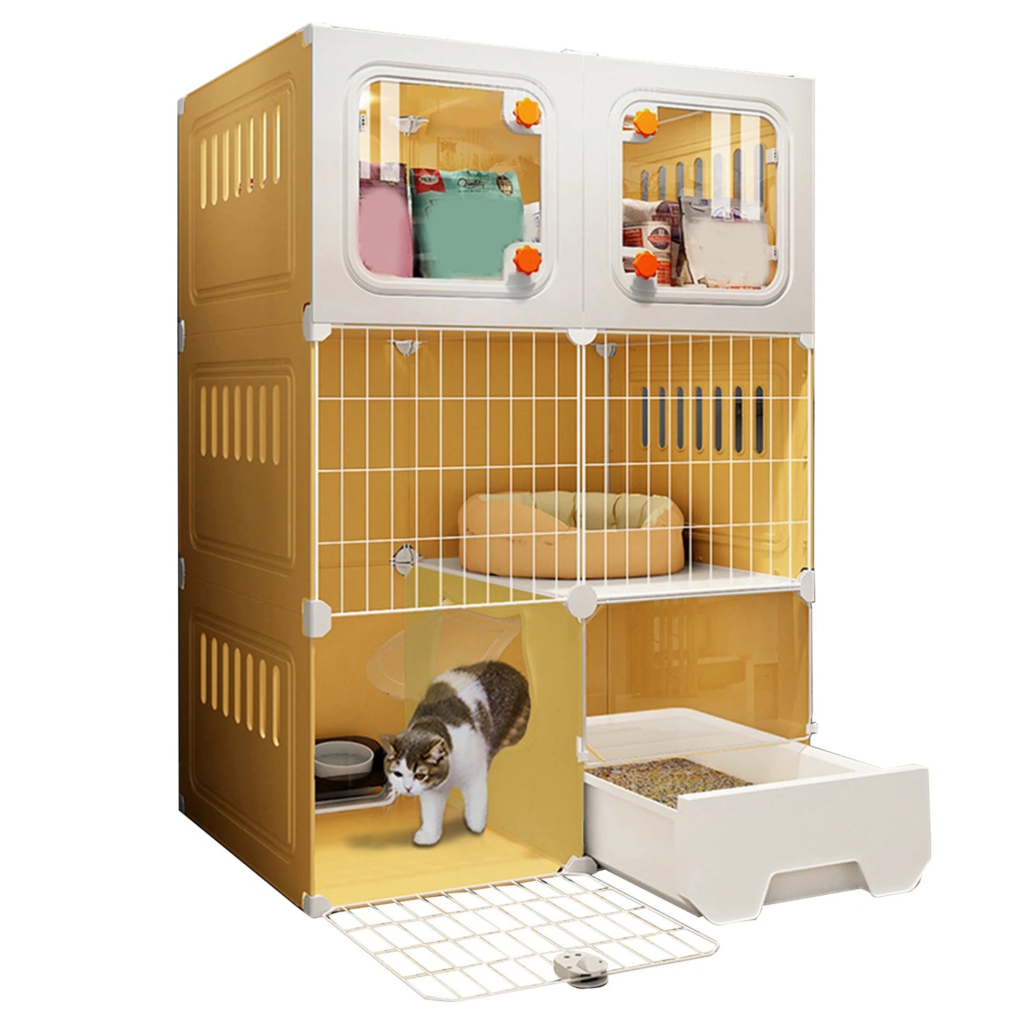 Indoor Cat Cage With Bed DIY Metal Wire Kennel