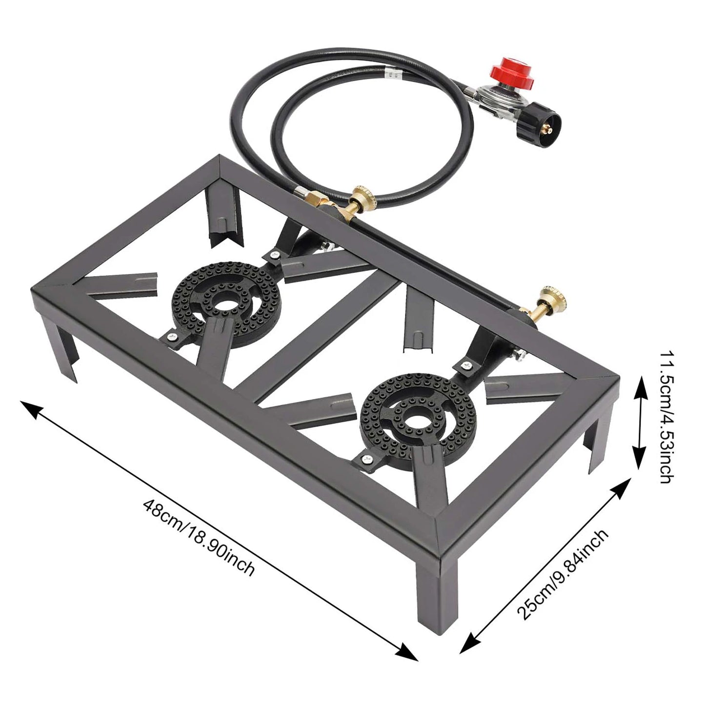 Portable Double Burner Outdoor Gas Stove Propane Cooker With Regulator