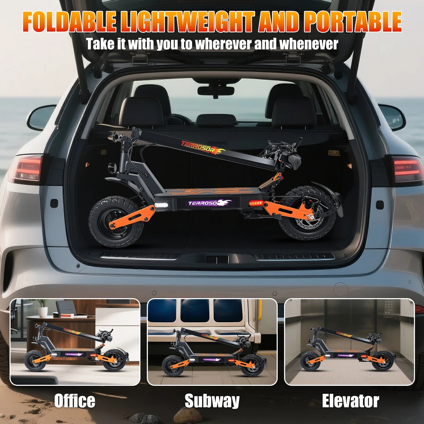 Electric Folding Scooter 1200W Up To 40Mph 30 Mile Range