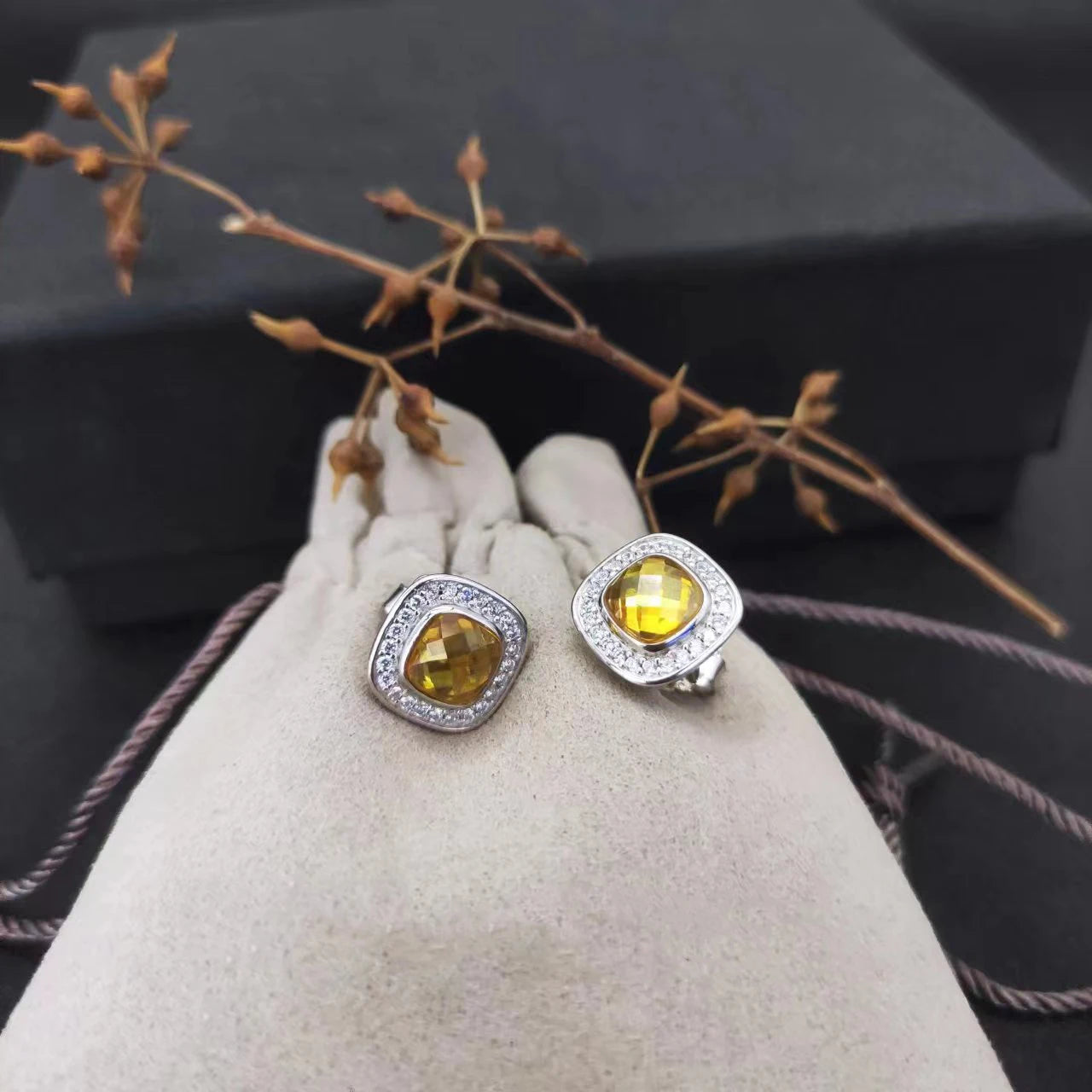 Sterling Silver Zircon Necklace And Earrings Set For Unisex